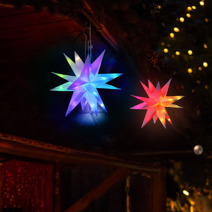 Riakrum Christmas Moravian Star Light Large Moravian Star Christmas Tree Topper Hanging Outdoor Xmas Star String Lights LED Bethlehem Star Porch Light, Advent Star (1 Pcs,10 Inch)