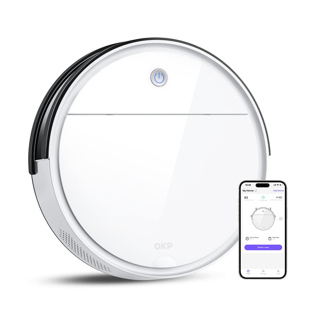 Okp Robotic Vacuum Cleaner, Wifiappalexa, Robot Vacuum Cleaner With Schedule, Efficient Filtration System, Selfcharging, Slim Design, Quiet, Perfect For Hard Floors, Pet Hair, Carpets