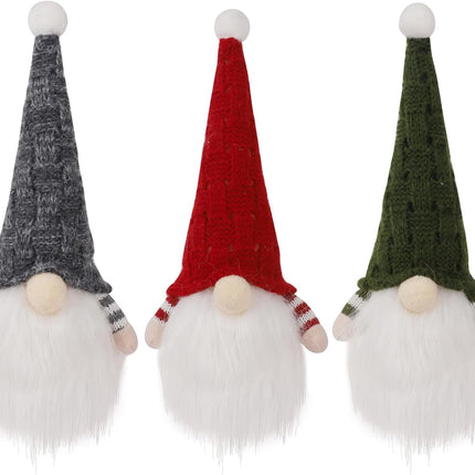 Juegoal Christmas Plush Gnomes, 9 Inch Lighted Handmade Mini gnome Scandinavian, Light Up Swedish Tomte Elf Holiday Present, Battery Operated Xmas s Table Ornaments Dinner Party Supplies, Set of 3
