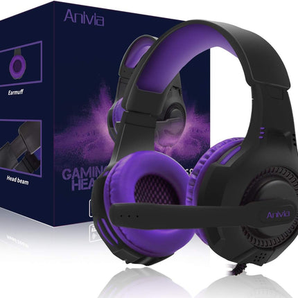 PC Gaming Headsets PS4 Headset for Xbox One - AH68 Wired Stereo Over Ear Gaming Headphone with Microphone for PC Computer, MAC Laptop, Playstation 4, Xbox one Controller, Phones,Tablet, PSP, Purple