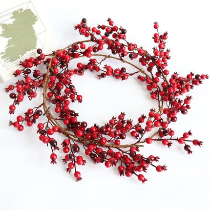 5.9 FT Christmas Red Berry Garland, Artificial Red and Burgundy Berry Christmas Garland for Indoor Outdoor Home Fireplace Decoration for Winter Holiday Year Decor (Burgundy)