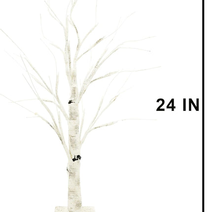 Joiedomi 2 Pack 24" LED Birch Tree, Battery Operated Warm White Tabletop Tree with Timer Light Jewelry Holder Decor for Christmas Thanksgiving Home Party Wedding