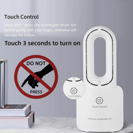Desk Fan Small Bladeless Personal Fan Quiet Mini Table Fan 12'' Touch Control 4000Mah Rechargeable Portable Fan With 6Colors Led
