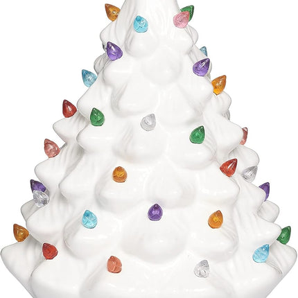 Roman Christmas - Lighted White Vintage Tree, 8" H, Christmas Collection, Ceramic, Battery Operated, Inspirational, Beautifully Detailed, Long Lasting