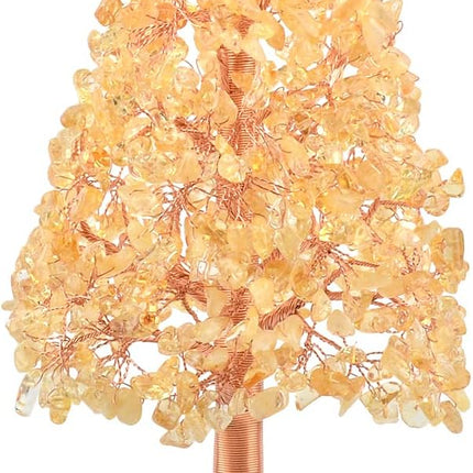 Crystal Christmas Tree of Life,Chakra Tree Natural Citrine Yellow Healing Crystal,Agate Sliece Base,Home Decor Feng Shui Bonsai Money Tree,Positive Energy 10.3 Inches
