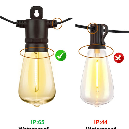 SUFEIMAS LED Outdoor String Lights Waterproof - 100FT(50FT2) Patio Lights with 34 Vintage Shatterproof Plastic Bulbs - IP65 Edison String Lights for Outside Backyard Balcony Bistro Cafe Garden