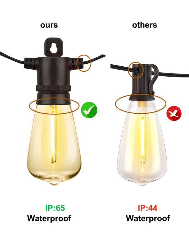 SUFEIMAS LED Outdoor String Lights Waterproof - 100FT(50FT2) Patio Lights with 34 Vintage Shatterproof Plastic Bulbs - IP65 Edison String Lights for Outside Backyard Balcony Bistro Cafe Garden