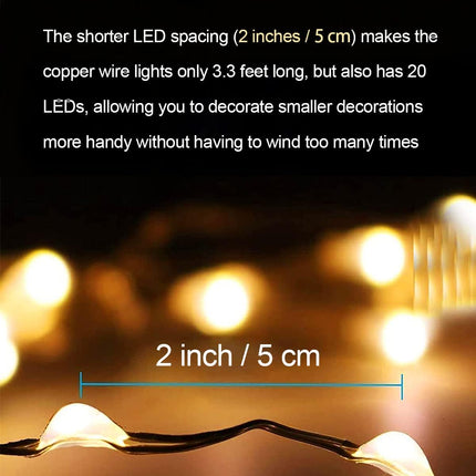 20 Pack Fairy Lights Battery Operated 3.3ft 20 LED Mini String Lights Twinkle Lights Copper Wire Firefly Starry Lights for Mason Jars Wedding Party Christmas Centerpiece Table Decorations, Warm White