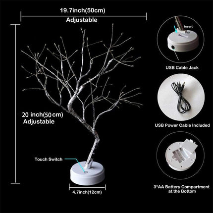 AMARS 20" Tabletop Room Decor Fairy Light Spirit Tree Lamp, Battery/USB Powered, 108leds Bright Glow Cute Artificial Tree Night Lights for Bedroom Home Party Christmas Decorations (Warm White)