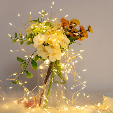100FT Firecracker String Lights 1000 LED Warm White Plug in Indoor Silver Wire Cluster Fairy Lights with Remote for Christmas Tree,Plant,Bedroom,Garden,Patio,Backyard