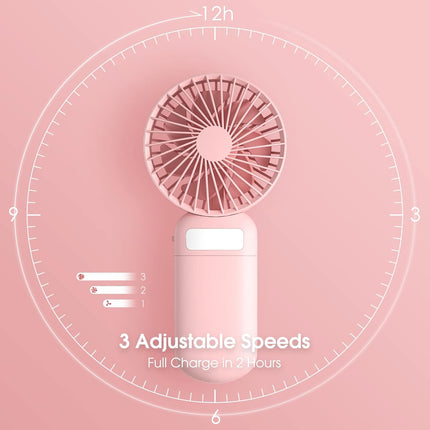 Mini Handheld Fan, Portable Fan Battery Operated, Small Personal Fan Usb Rechargeable, 3 Speed Adjustable Hand Fan With Mirror