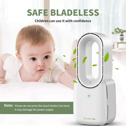 Misby Desk Fan, Portable Bladeless Fan 11.8 Inch Personal Cooling Fan With 4 Speeds, Leafless 5 Colors Led Lights Touch Control