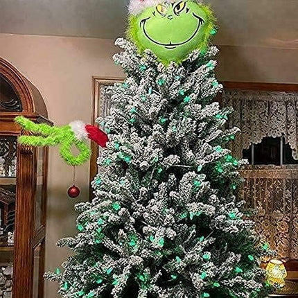 Christmas Elf Body Decorations Elf Arm for Christmas Tree Christmas Thief Stole Furry Green Arm Burlap Pose-able Plush Arm for Tree Tree Topper (Elf Arm)