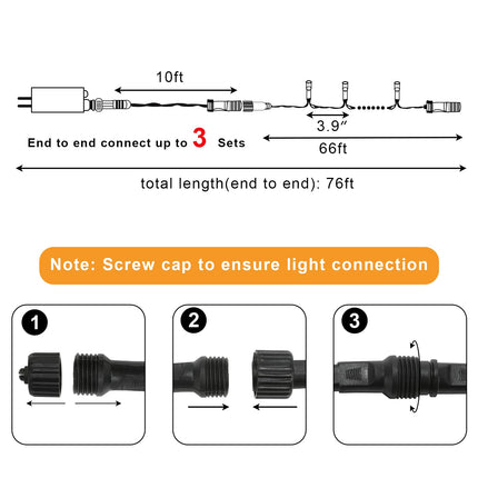 66ft 200 LED Christmas String Lights, End-to-End Plug 8 Modes Christmas Lights with Timer, Outdoor Indoor Fairy Lights Christmas Tree, Patio, Garden, Party, Wedding, Holiday (Warm White)