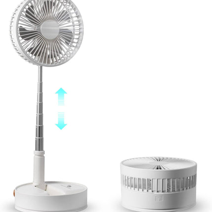 8 Inch Foldable Oscillating Standing Fan With Remote Control, 4 Speed Adjustable Portable Desk Quiet Fan, 7200Mah Rechargeable