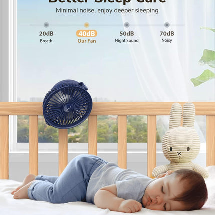 Cafele Stroller Clip On Fan, 【Ultra Quiet】 Rechargeable Battery Operated Personal Fan Strong Airflow, 4 Speeds Max 24Hrs 6Inch
