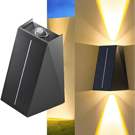 LITVERSE Solar Outdoor Wall Lights Up and Down 2 LED Outdoor Lamp Solar Wall LightsIP65 Waterproof Patio Wall Light Solar Exterior Lights for House Garage Garden (Warm White) Plastic