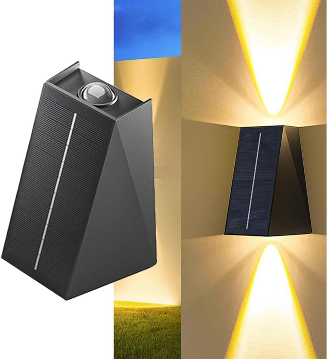 LITVERSE Solar Outdoor Wall Lights Up and Down 2 LED Outdoor Lamp Solar Wall LightsIP65 Waterproof Patio Wall Light Solar Exterior Lights for House Garage Garden (Warm White) Plastic