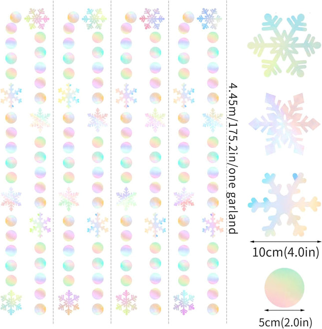Iridescent-Holographic Christmas Party-Decorations Snowflake-Snow Garland - 61Ft Winter Wonderland Frozen Hanging Paper Streamers Banner,Birthday Year Decor Ouruola
