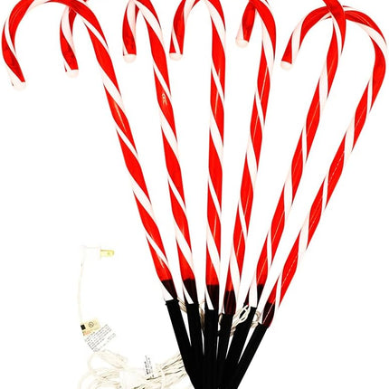 Joiedomi 23" Christmas Candy Cane Pathway Lights, 6 Packs Outdoor Christmas Stakes Lights with 36 Warm White Lights for Holiday Xmas Walkway Yard Patio Garden Sidewalk