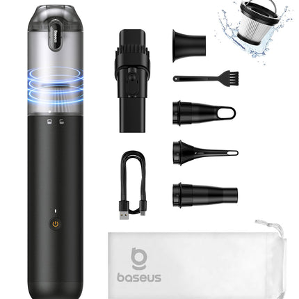Updated Car Vacuum Portable Cordless, Baseus 12Kpa Handheld Car Vacuum Cleaner With Usb C Fast Charging, Single Touch Empty, Multifunction Air Blower Inflator Pump For Car, Swim Rings, Air Mattress