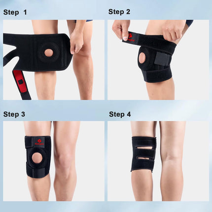 Kuangmi Knee Brace with Side Stabilizers & Patella Gel Pad,Adjustable Compression Knee Support with Arthritis Relief,Injury Recovery,Running,Weightlifting,Climbing(Black,2-Springs,S/M