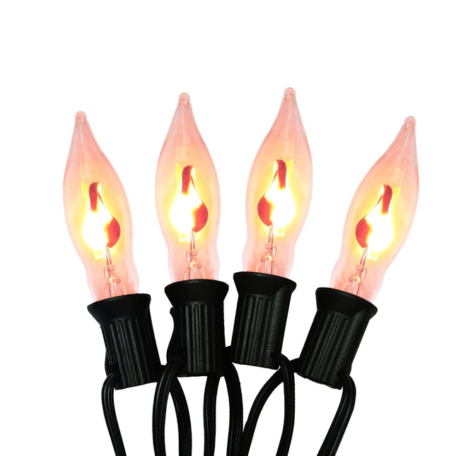 Halloween Flicker Flame Lights String Indoor Outdoor, 10Ft C7 Vintage Christmas Lights 10 Flickering Flame Bulb Lights, Plug In Hanging Halloween Lights Outdoor for Party Halloween Christmas Decor