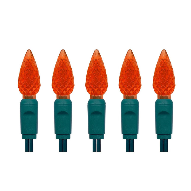 UL Listed 50 Count C6 Led Christmas Light,C6 Dimmable Strawberry Christmas Lights Bulbs,Outdoor Led String Light for Garden Patio Trees Lighting Decoration,17 Feet Green Wire (Orange/Amber)