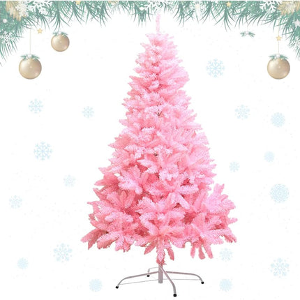 Artificial Christmas Tree, 4FT Pink Xmas Tree with Metal Hinges & Folding Base, Christmas Pine Tree with 300 Branches Tips for Holiday Indoor Outdoor Party Decoration