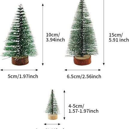 6PCS Artificial Mini Christmas Tree, Small Sisal Trees with Wooden Bases, Bottle Brush Trees Xmas Tabletop Trees for Home Kitchen Christmas Decor(6pcs)