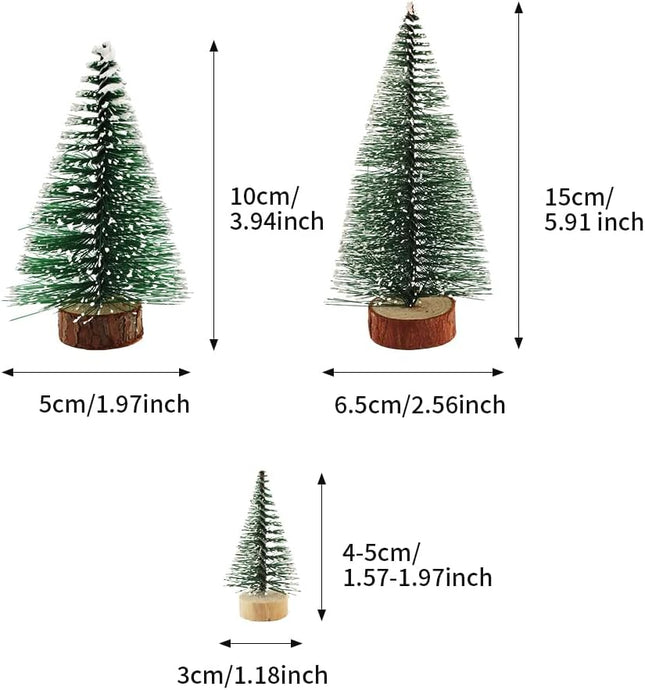 6PCS Artificial Mini Christmas Tree, Small Sisal Trees with Wooden Bases, Bottle Brush Trees Xmas Tabletop Trees for Home Kitchen Christmas Decor(6pcs)