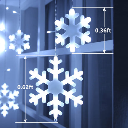 Toodour Christmas Snowflake Lights Outdoor, 17.22ft 264 LED Snowflake Icicle Lights with 22 Drops, Connectable, 8 Modes Waterproof White Christmas Lights for Curtain, Eaves, Window, Xmas Decorations