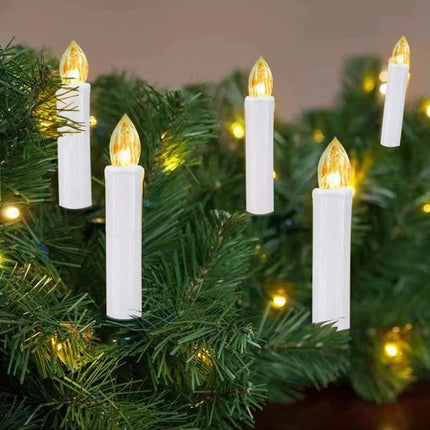 10 PCS LED Window Candles with Remote Timer, Battery Operated Flameless Taper Candles Light with Clips/Suction Cups Warm White Light for Christmas Halloween Dia 0.7''x 4''