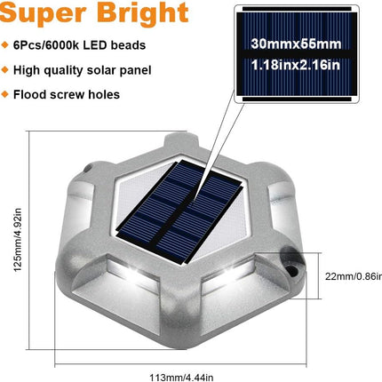 Volisun Solar Deck Lights Driveway Dock Lights, 12Pack Waterproof Outdoor Led Aluminum Dock Lighting Warning Step Lights