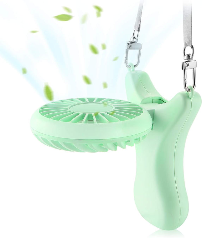 Outxe Personal Necklace Mini Fan 3000Mah HandsFree Portable Fan Usb 3 Settings, Folding Electric Cooling Fan Handheld Fan