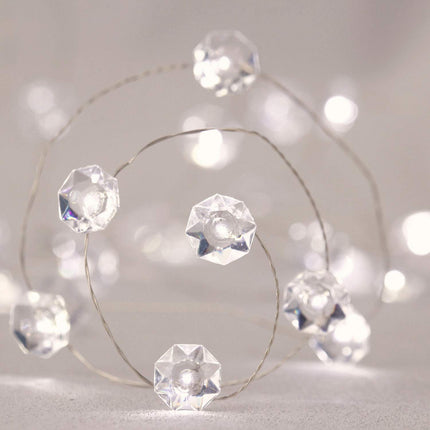 Decorative String Lights, Bling Star Crystal Diamond Shape 10ft 40 LEDs with Remote, Powered by Battery or USB for Bedroom Dorm Dinner Wreathe Propose Wedding Party Date Valentine Day Decorations