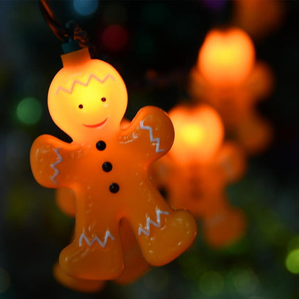 8.5Ft LED Christmas Gingerbread Lights Gingerbread Man String Lights with 10 Pack Cute Gingerbread Man for Indoor Outdoor Christmas Decorations for Christmas Tree Home Party, 0.48W