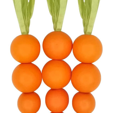 Beaded Carrot Spring Wood Tiered Tray Decorations Easter Beaded Garland Farmhouse Home Decors, 3 PCS
