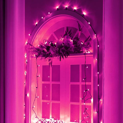 Pooqla Pink String Lights, 200 LED 66 ft Indoor and Outdoor Decorative LED Lights, 8 Modes Valentines Day Pink Fairy Lights for Home Yard Patio Wedding Party Christmas Valentines Day Decoration