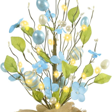 RoseCraft Easter Decorations, 18 Inch Easter Artificial Egg Tree Tabletop Decor with Delicate Ornaments, for Home Party Wedding Holiday Spring Summer Decoration, Blue/White.