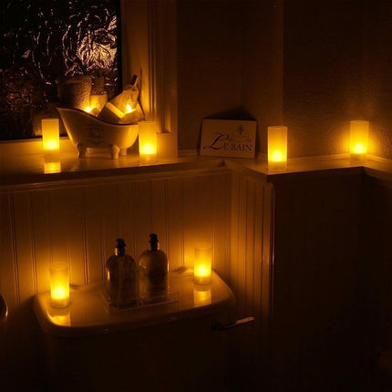 WoneNice Rechargeable Tea Lights Flickering Flameless Candles with Charging Base and AC Adapter, Romantic for Lantern Party Restaurants Weddings Christmas and Holiday Decoration