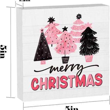 Pink and Black Merry Christmas Decor Christmas Tree Decor Black and Pink Christmas Decorations for Home Pink and Black Christmas Decor Merry Xmas Decorations 5 x 5 Inches