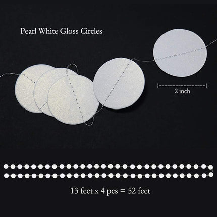 Cheerland White Circle Garland White Party Decorations Winter Wonderland Hanging Streamers Backdrop Banner Bday Birthday Baby Shower Bachelorette Bridal Shower Wedding Party Decor Christmas Decoration