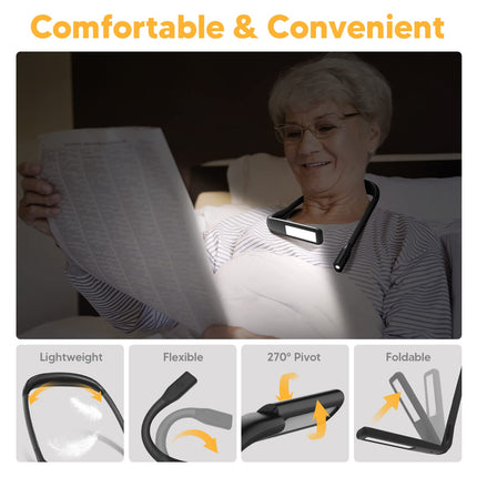 Neck Reading Light Book Lovers s, Rechargeable 2000mAh 10-80Hrs Eye-friendly Wide Lamp Booklight, Birthday Christmas Stocking Stuffers for Men Women Readers, Camping Knitting Crochet Accessories