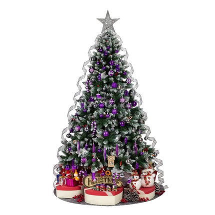 54 Pieces Assorted Christmas Ornaments Tree Decoration Baubles in Box (Purple, Box)