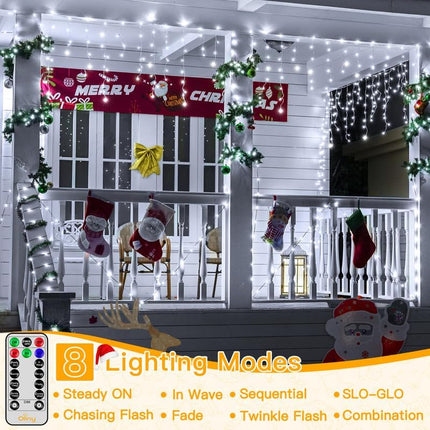 Ollny Icicle Lights for Outside 486LED 40FT, Cool White Christmas Light with Remote 8Modes Timers Waterproof, Plug in Connectable Hanging Lights for Outdoor Indoor House Roof Holiday