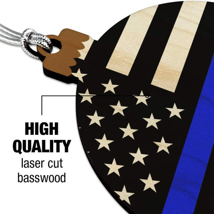 GRAPHICS & MORE Thin Blue Line American Flag Wood Christmas Tree Holiday Ornament