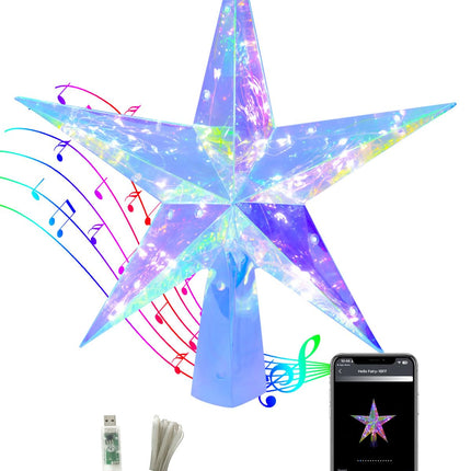 Christmas Tree Star 50LEDs, 11.5'' Smart Lighted Tree Topper Christmas Tree Decorations, 18 Modes, Bluetooth App Control with Timer, Star Tree Topper LED Christmas Lights Indoor Outdoor