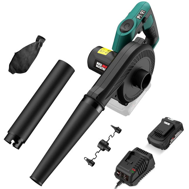 NEU MASTER 20V Leaf Blower Cordless, Mini Electric Leaf Blower Battery Powered, 7 Speed Handheld Leaf Blower and Vacuum with 2.0 Battery & Charger for Lawn Care, Patio, Yard, Jobsite
