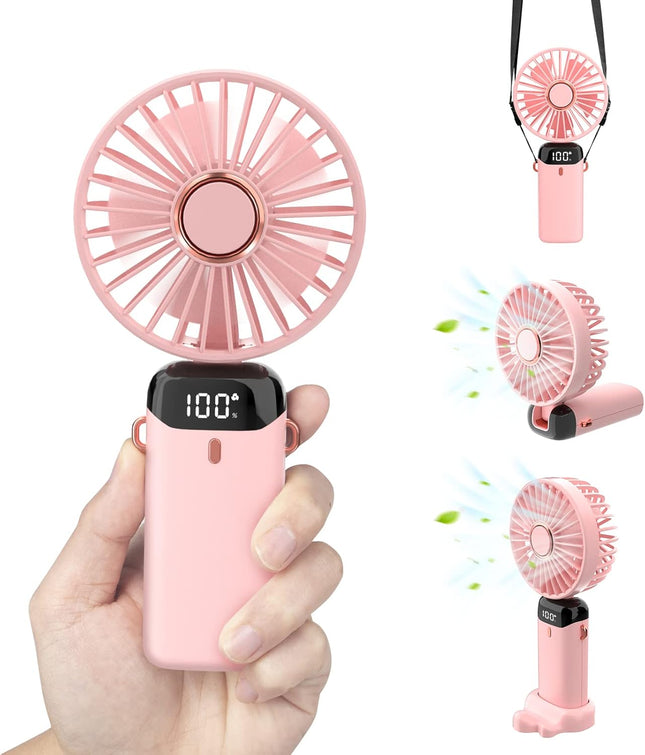 Personal Fan, Portable Hanging Neck Fan, 4000Mah UsbC Rechargeable 5Speed Modes Powerful Desktop Fan With Base, Max 16H Run Time